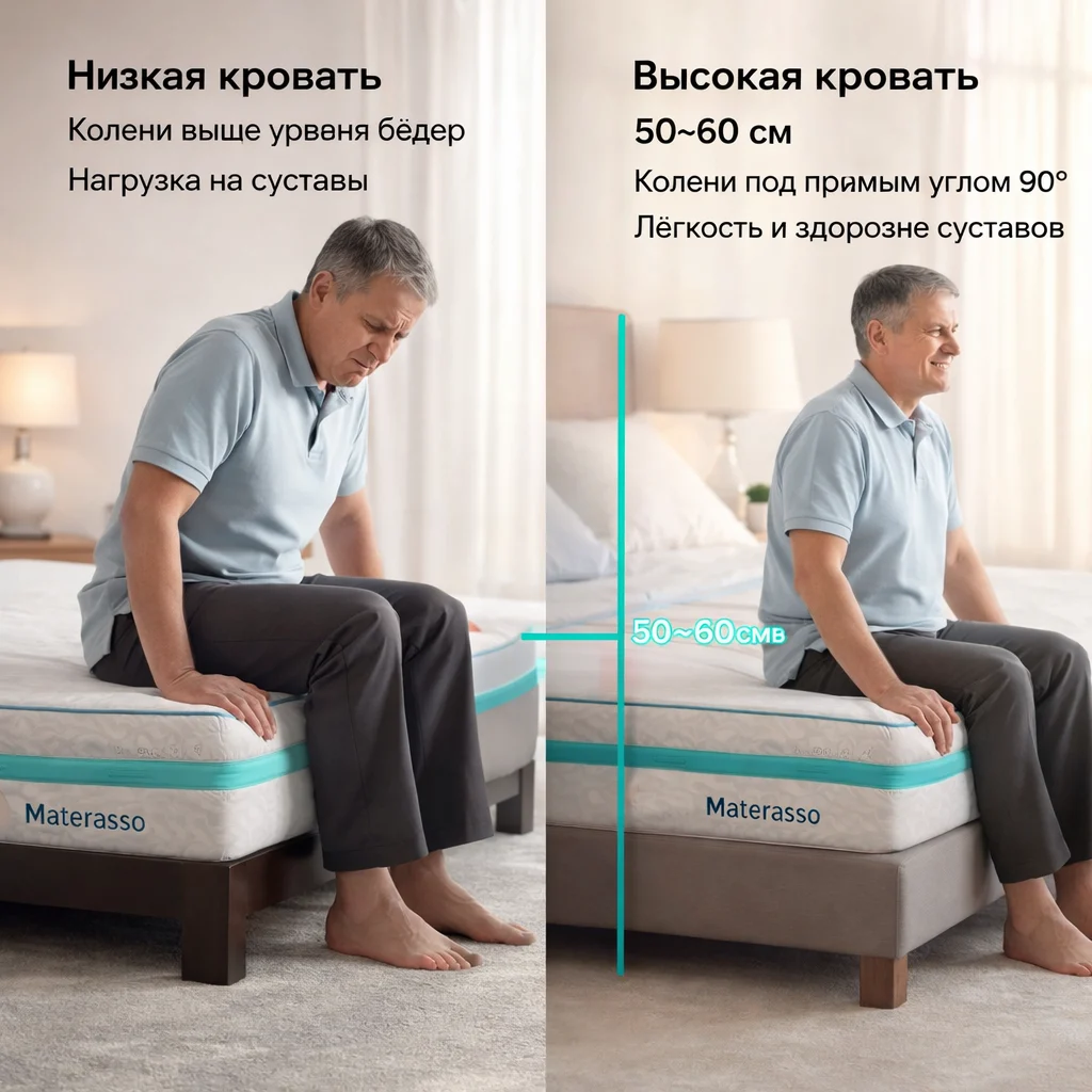 Правильная высота кровати — колени под 90 градусов для минимальной нагрузки на суставы