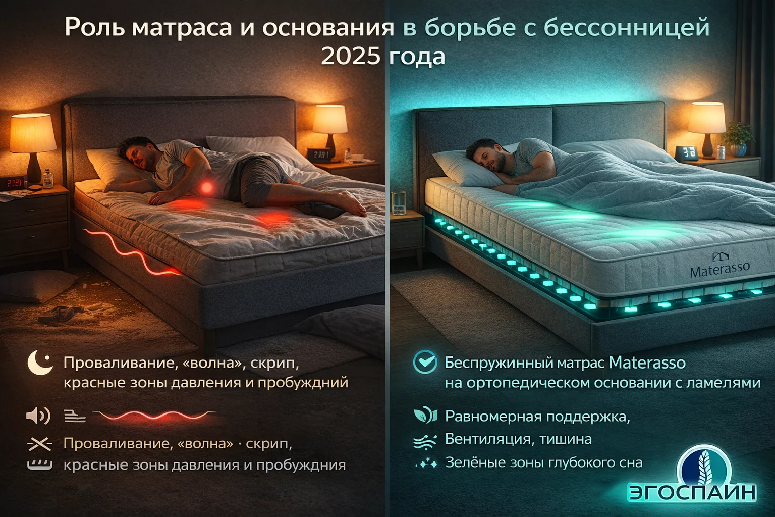 Роль матраса и основания в борьбе с бессонницей — эргономика для глубокого сна