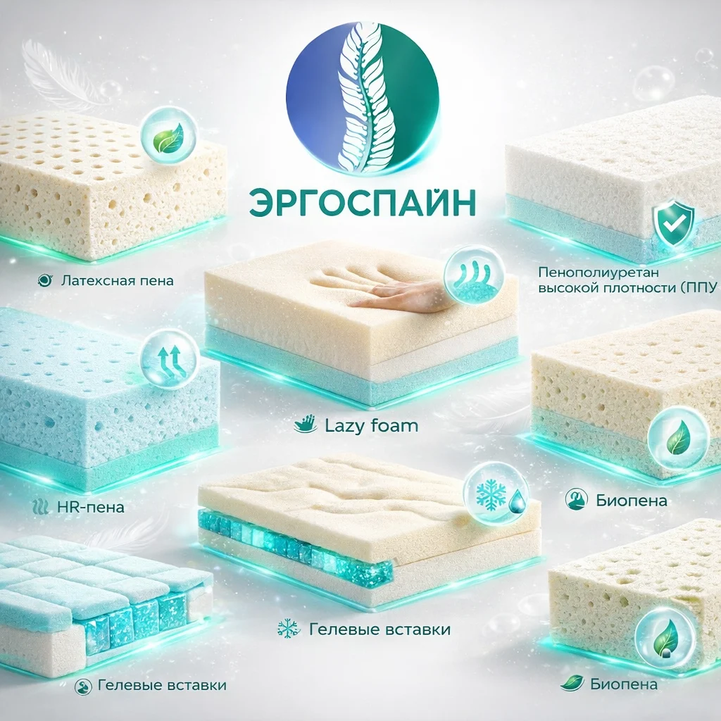 Типы пен в беспружинных матрасах Materasso: латекс, HR-пена, memory foam, биопена