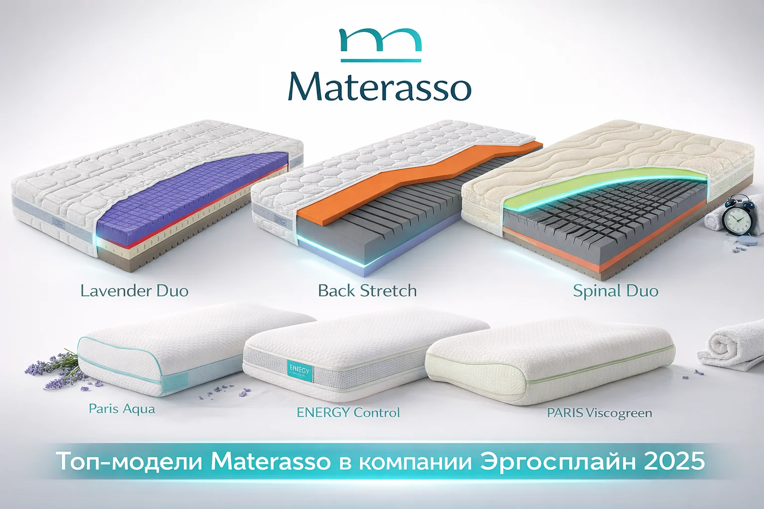 Топ беспружинные матрасы Materasso в Эргоспайн: Lavender Duo, Back Stretch, Spinal Duo — преимущества для здоровья сна