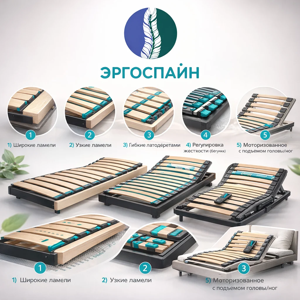 Варианты ортопедических оснований для кровати — с ламелями, регулировкой и трансформацией