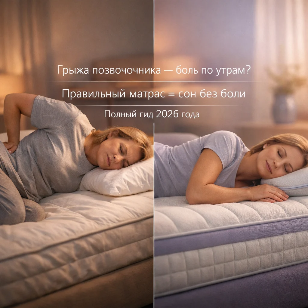Матрас при грыже позвоночника: контраст боли и восстановления на эргономичном беспружинном Materasso — полный гид по выбору матраса для здорового сна 2026 года