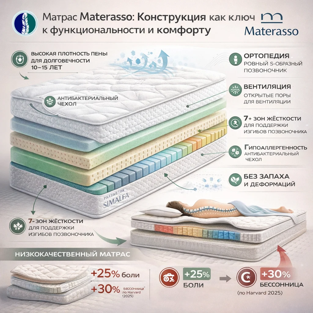 Конструкция матраса — слои и технологии