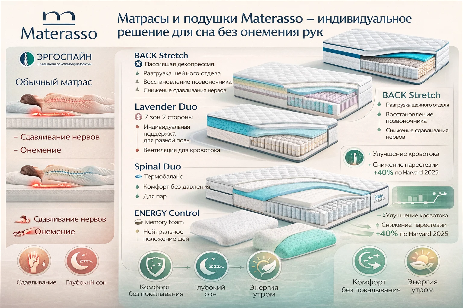 Materasso — сон без онемения рук