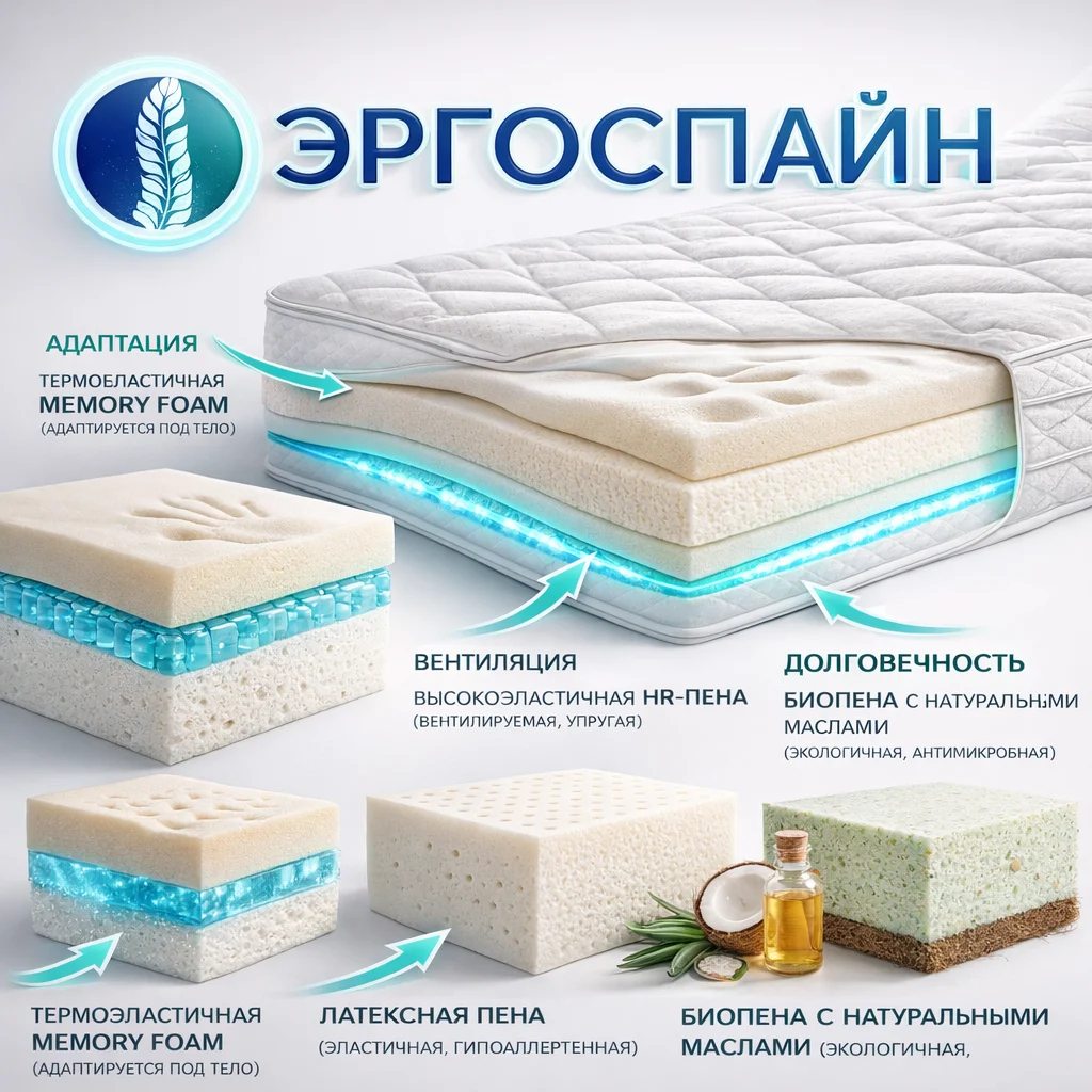 Материалы матрасов и их адаптация к весу тела — memory foam, латекс, пенополиуретан