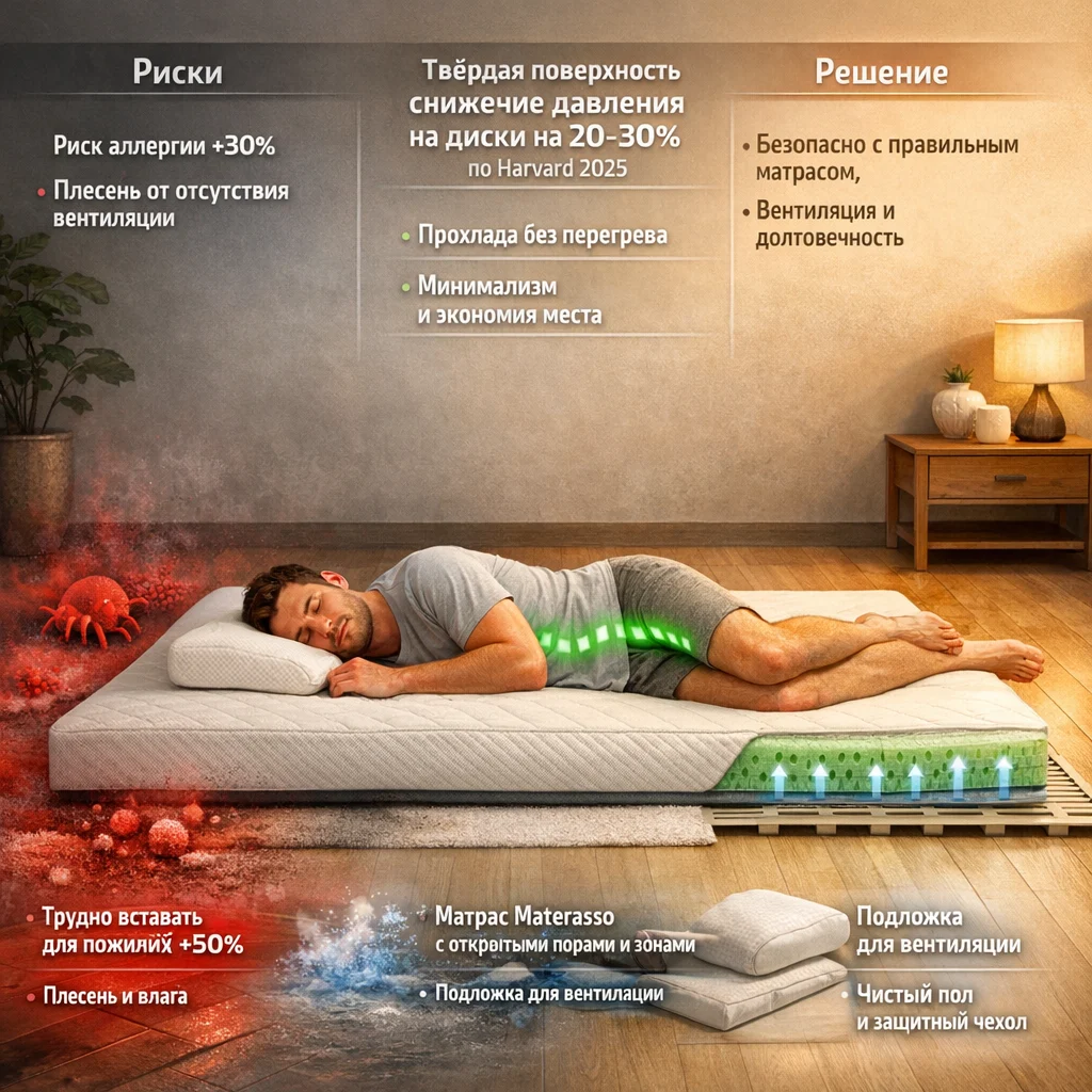 Сон на полу — плюсы и минусы для здоровья