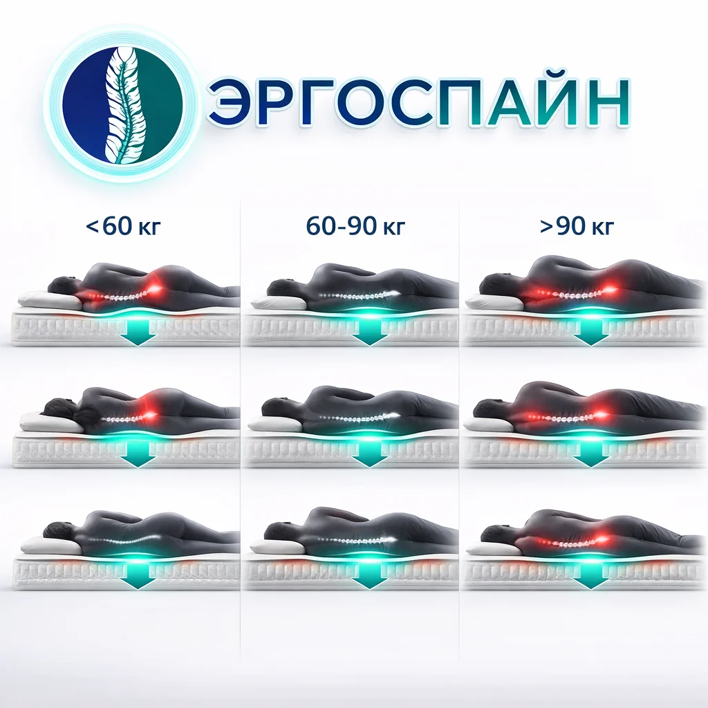 Влияние веса тела и позы сна на выбор матраса — распределение нагрузки и поддержка позвоночника