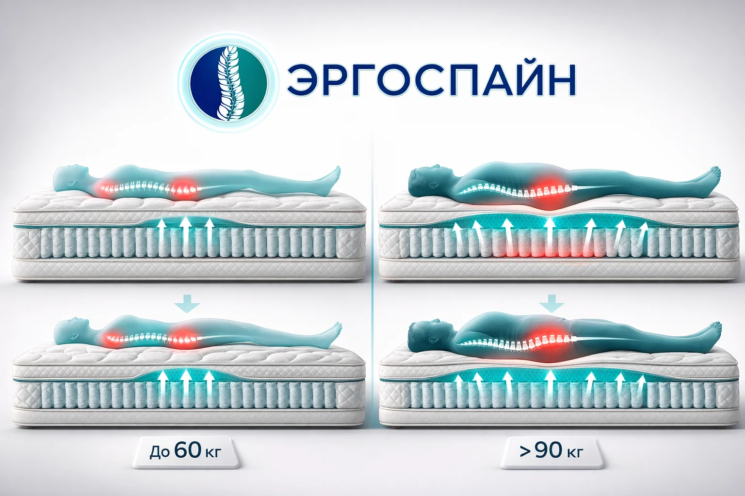 Влияние массы тела на прогиб матраса — сравнение для разных весовых категорий