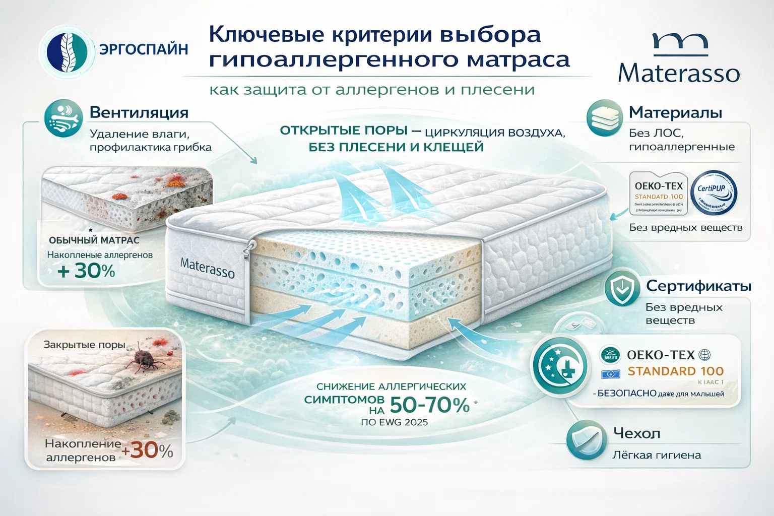 Критерии гипоаллергенного матраса