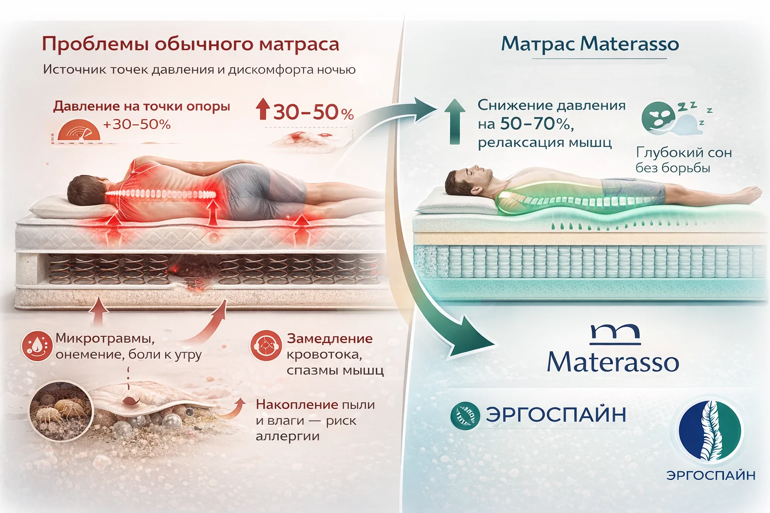 Обычные матрасы создают точки давления