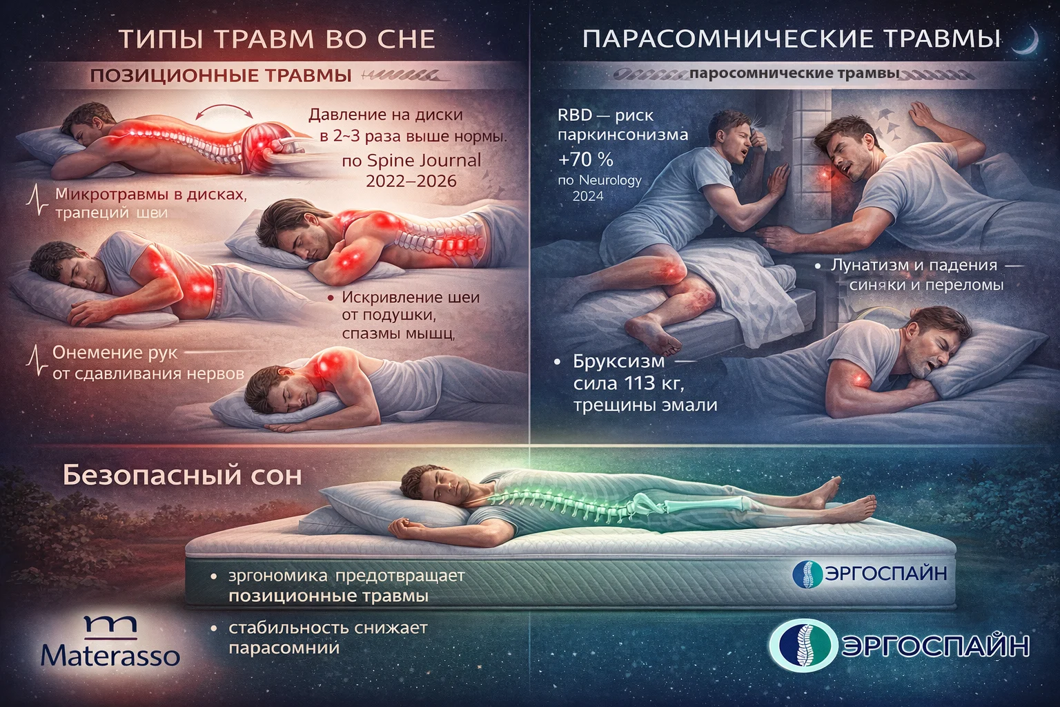 Типы травм во сне — позиционные и парасомнические