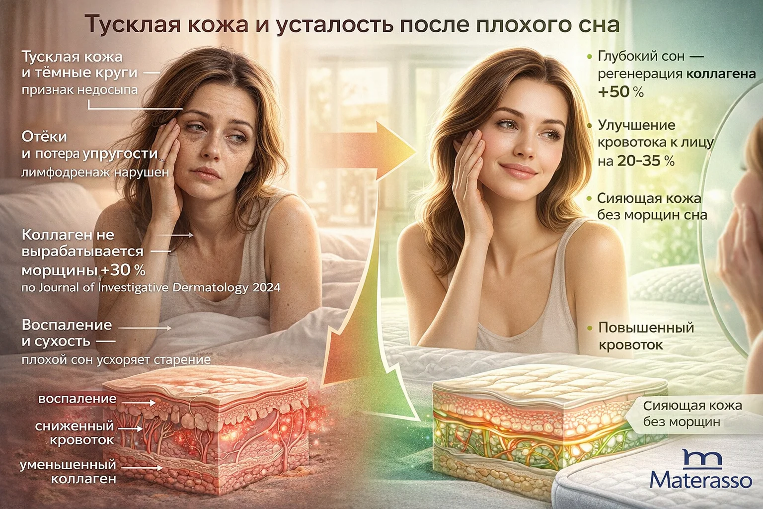 Тусклая кожа и усталость после плохого сна