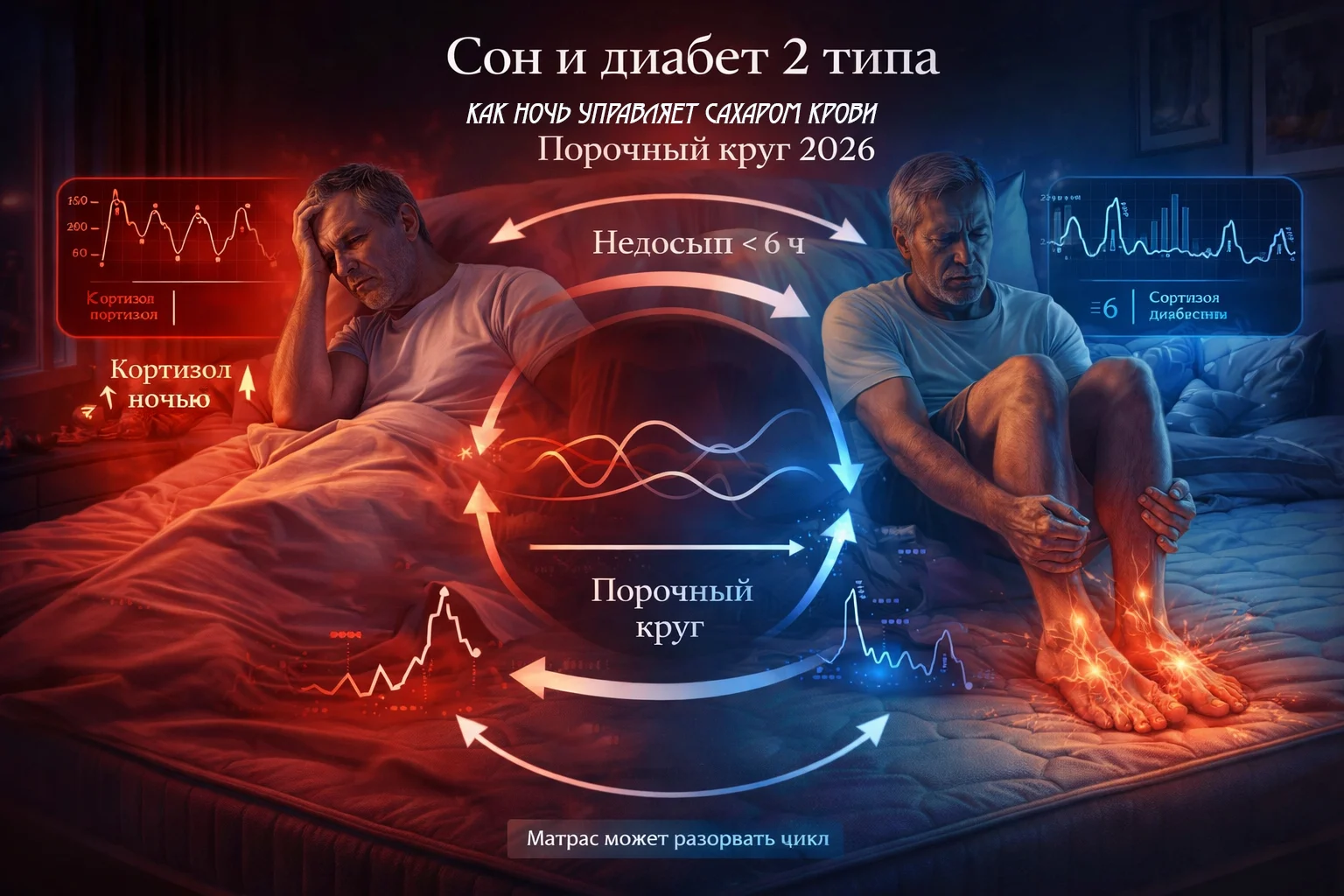 Как недосып вызывает диабет и как диабет нарушает сон Связь сна и диабета 2 типа — порочный круг инсулинорезистентности и бессонницы
