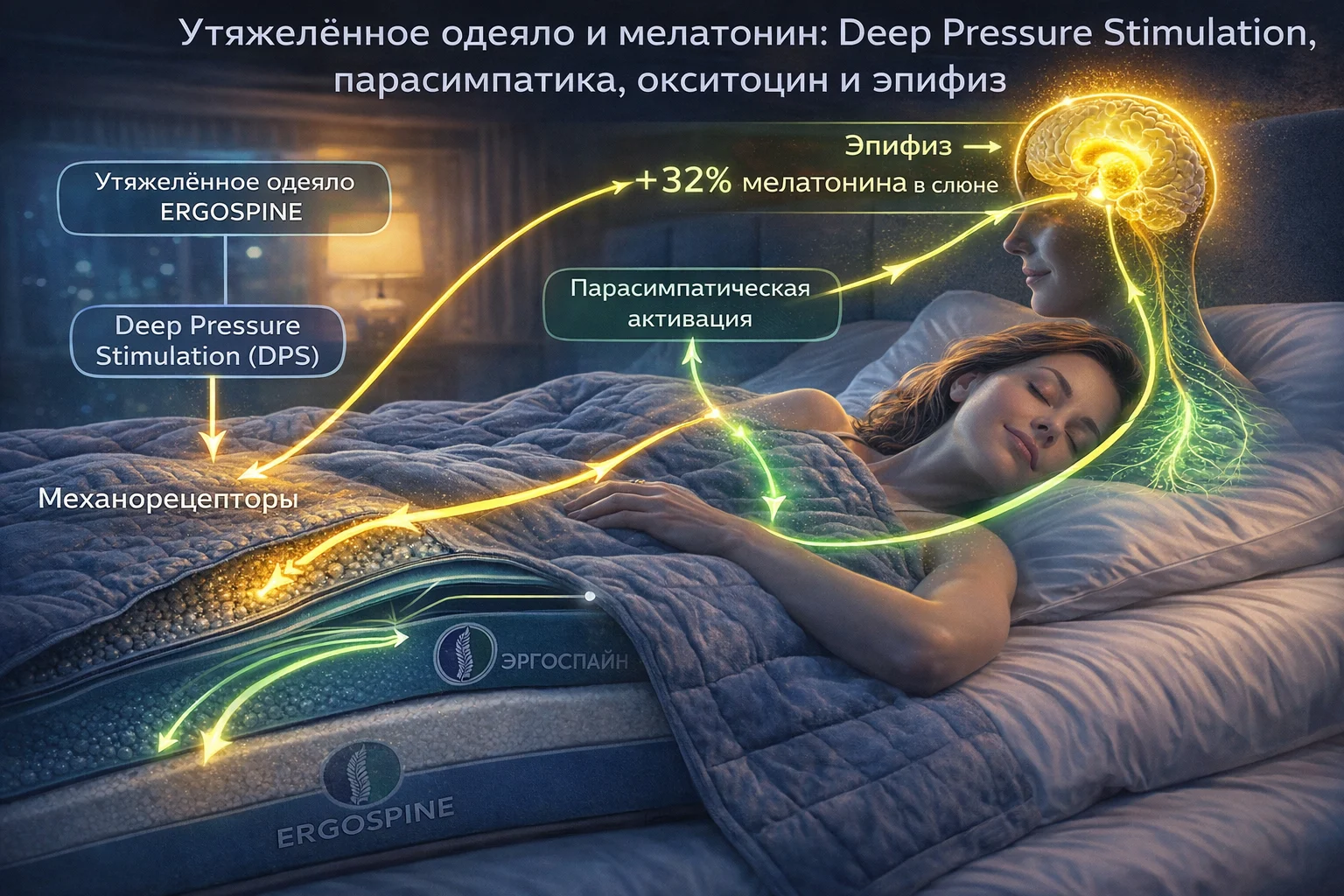 Утяжелённое одеяло и мелатонин: Deep Pressure Stimulation, парасимпатика, окситоцин и эпифиз Как утяжелённое одеяло повышает мелатонин на 32% — механизм DPS, парасимпатика, окситоцин и эпифиз