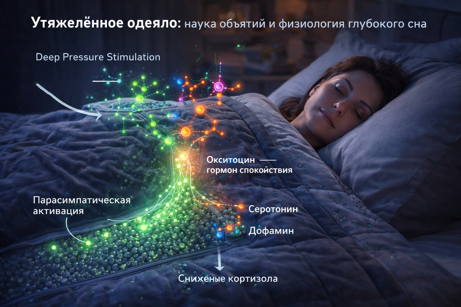 Утяжелённое одеяло: механизм работы и физиология сна Утяжелённое одеяло — механизм глубокого тактильного давления на тело во время сна