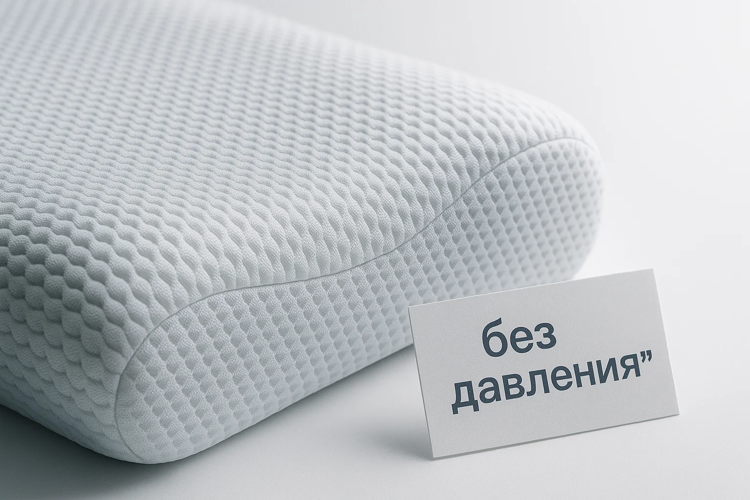 Макро текстуры чехла ортопедической подушки от мигрени с карточкой «без давления»